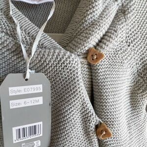 Gray Knit Baby Cardigan with Wooden Buttons